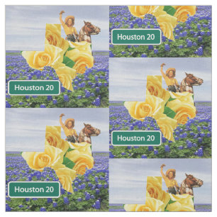 Texas Shape Yellow Rose and Cowgirl op Paard 4,5" Stof
