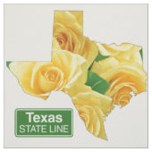 Texas Shape Yellow Rose en State Line teken Stof (Swatch)