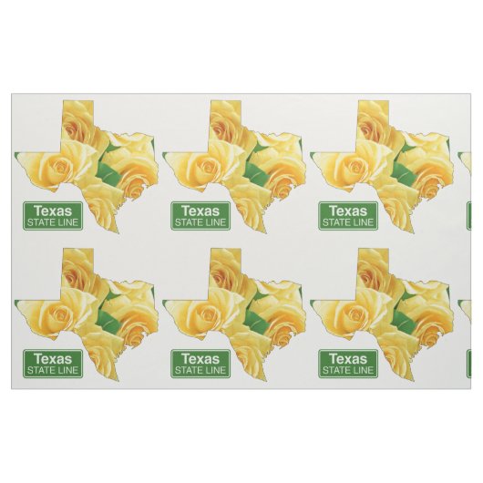 Texas Shape Yellow Rose en State Line teken Stof (Fat Quarter)