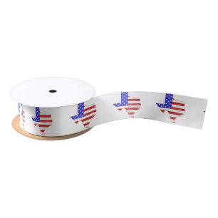 Texas Shaped American Flag Patriotic Texan Satijnen Lint