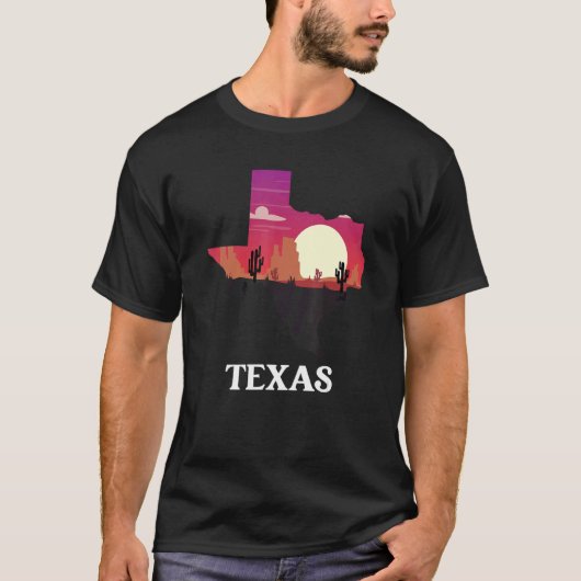 Texas Shaped Desert Scenery Us State T-shirt (Voorkant)