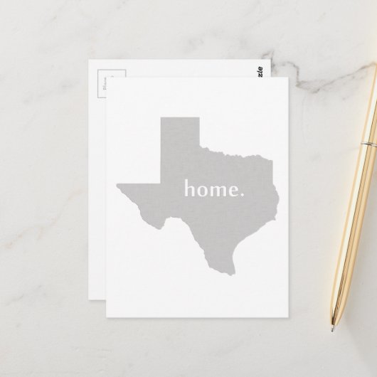 Texas Shaped Gray Home Texian Grey Texan Lone Star Briefkaart (Voorkant / Achterkant in situ)