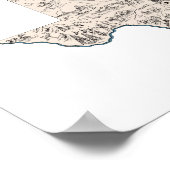 Texas Shaped Texan Lone Star  Afbeelding Map Poster (Hoek)