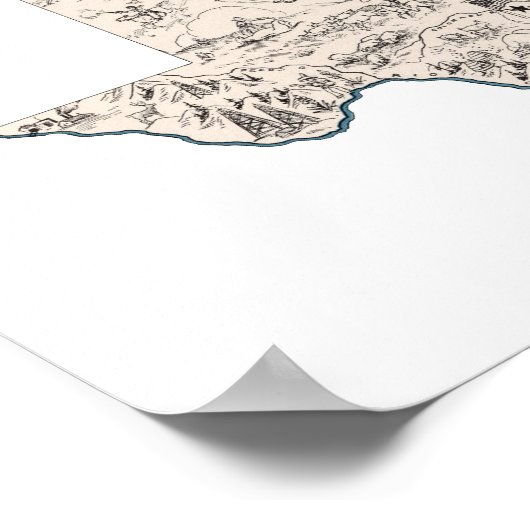 Texas Shaped Texan Lone Star  Afbeelding Map Poster (Hoek)