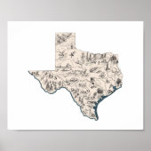 Texas Shaped Texan Lone Star  Afbeelding Map Poster (Voorkant)