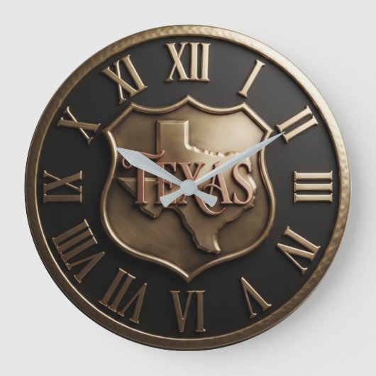 Texas Shield Emblem Metallic Grote Klok (Voorkant)