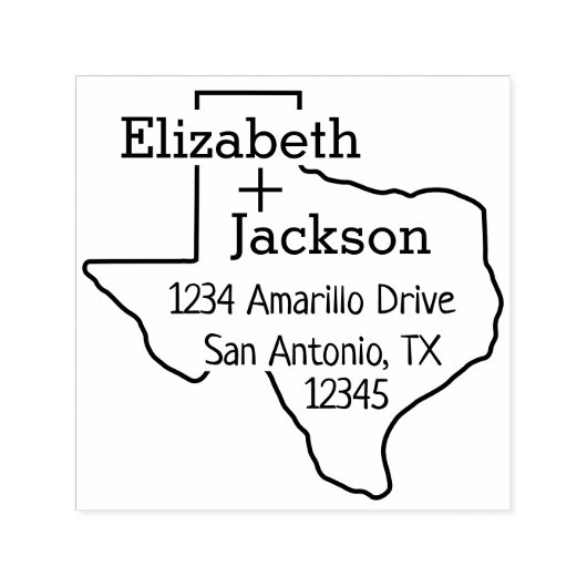 Texas Silhouette Couple Adres Zelfinktende Stempel (Design)