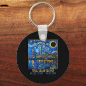 Texas Skyline artistieke totale zonsverduistering Sleutelhanger (Voorkant)