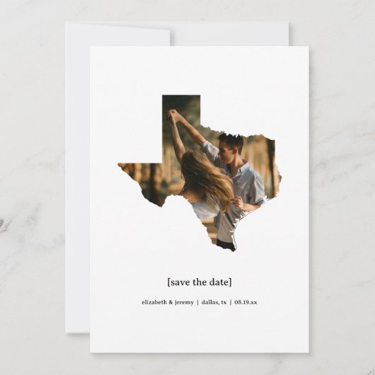 Texas Sla de datum fotokaart op Save The Date (Voorkant)