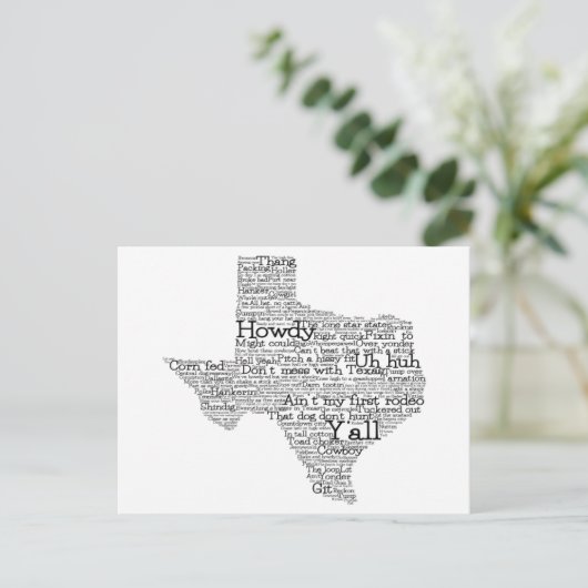 Texas Slang Word Art Map Briefkaart (Staand voorkant)