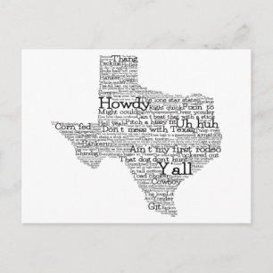 Texas Slang Word Art Map Briefkaart