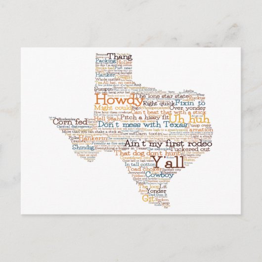 Texas Slang Word Art Map Briefkaart (Voorkant)