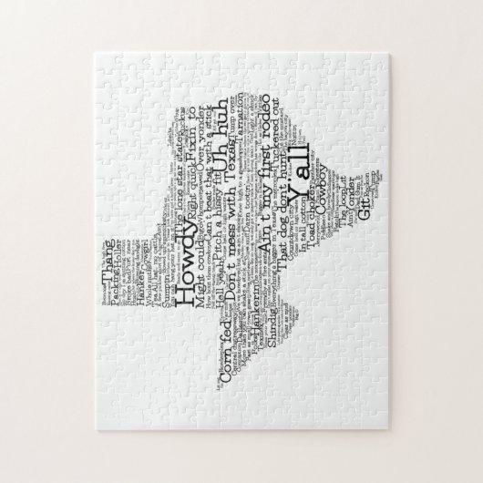 Texas Slang Word Art Map Jigzaag Puzzle Legpuzzel (Verticaal)