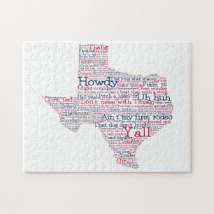 Texas Slang Word Art Map Jigzaag Puzzle Legpuzzel
