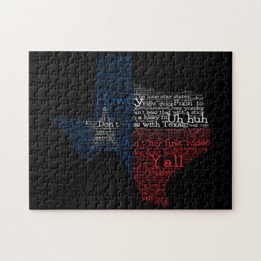 Texas Slang Word Art Map Jigzaag Puzzle Legpuzzel (Horizontaal)