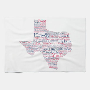 Texas Slang Word Art Map Kitchen Towel Theedoek