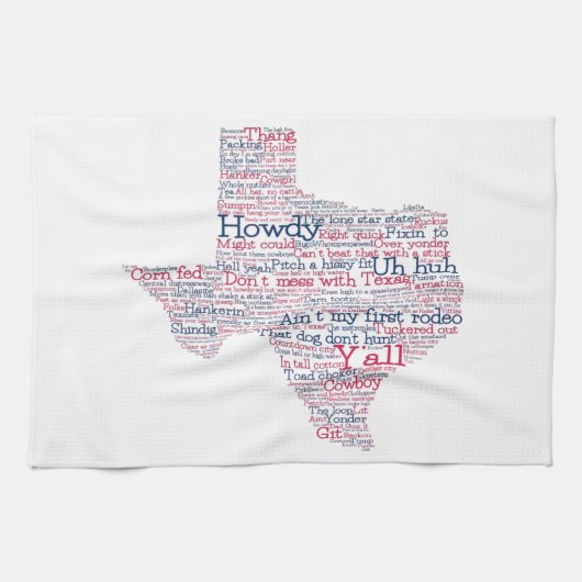 Texas Slang Word Art Map Kitchen Towel Theedoek (Horizontaal)