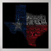 Texas Slang Word Art Map Poster (Voorkant)