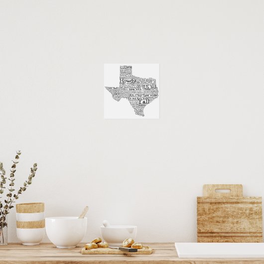 Texas Slang Word Art Map Poster (Keuken)