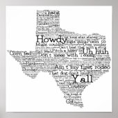 Texas Slang Word Art Map Poster (Voorkant)