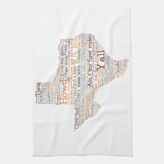 Texas Slang Word Art Map Theedoek (Verticaal)