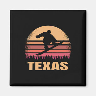 Texas Snowboarding Snow Boarder Retro 70s Magneet