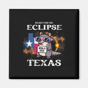 Texas Solar Eclipse 2024 april 8 Grappige Armadill Magneet