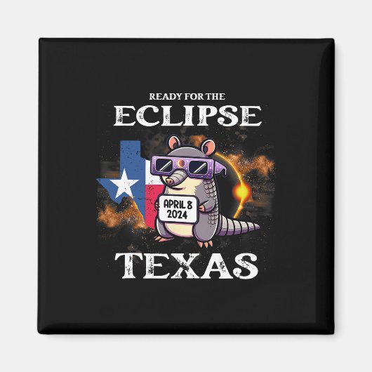 Texas Solar Eclipse 2024 april 8 Grappige Armadill Magneet (Voorkant)