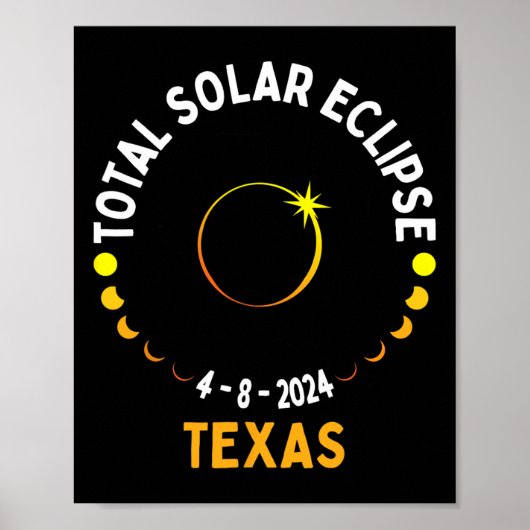 Texas Solar Eclipse 2024 Party Totaal Verenigde St Poster (Voorkant)