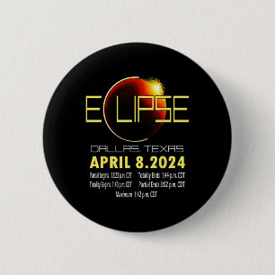 Texas Solar Eclipse 2024 Solar Eclipse Funny Texas Ronde Button 5,7 Cm