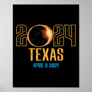 Texas Solar Eclipse 2024 totaliteit april 8 Mannen Poster