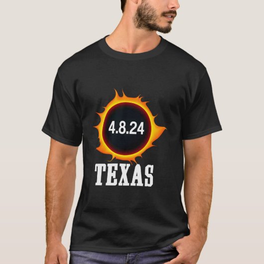 Texas Solar Eclipse Totaal 4-08-24 Totaal 2024 T-shirt (Voorkant)