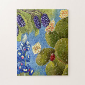 Texas Spring Painting Bluebonnets cactus dewberry Legpuzzel