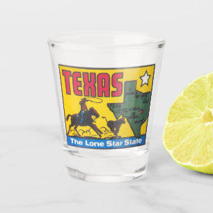 Texas staat decal illustratie met cowboy shot glas