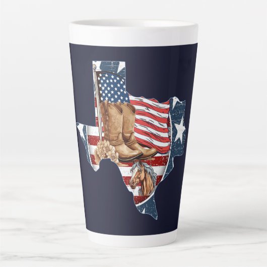 Texas Staat Omtrek USA Paard Latte Mok (Voorkant)