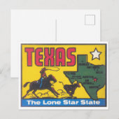 Texas staatsdecal met cowboy briefkaart (Voorkant / Achterkant)