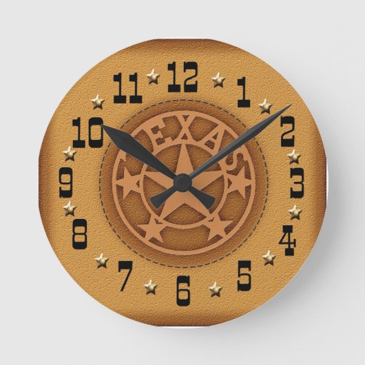 Texas Star Branded Leather Clock Ronde Klok (Voorkant)