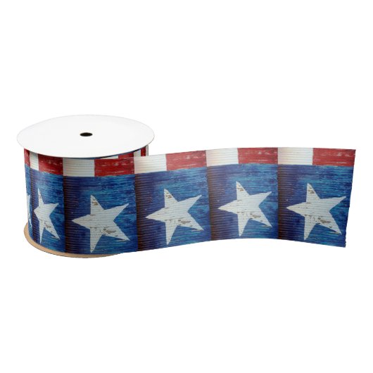 Texas Star Flag Rustic Metal Satijnen Lint (Spoel)