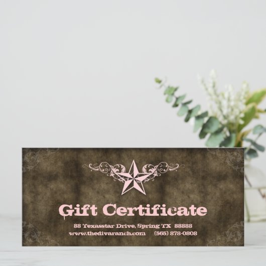 Texas Star Gift Certificate Hot Baby Roze Brown (Staand voorkant)