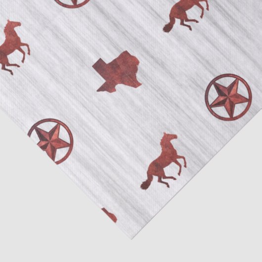 Texas, Star & Horse Pattern Tissuepapier (Detail)