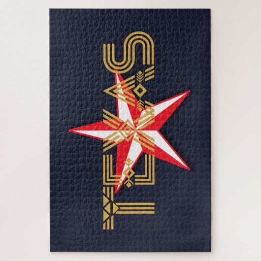Texas Star op zwart Legpuzzel (Verticaal)