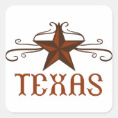 Texas Star Scroll Vierkante Sticker (Voorkant)