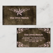 Texas Star Visitekaartje Brown Suede Pink (Voorkant / Achterkant)