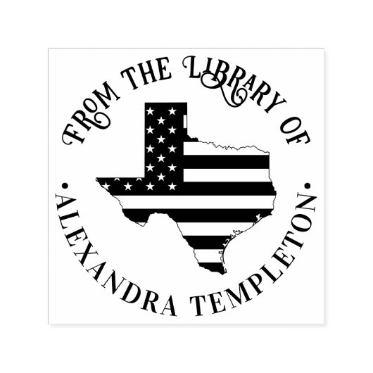 Texas Stars Stripes State Kaart Bibliotheek Boekna Zelfinktende Stempel (Design)