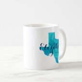 Texas State Aqua Blue Waterverf Name Custom Coffe Koffiemok (Voorkant rechts)