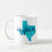 Texas State Aqua Blue Waterverf Name Custom Coffe Koffiemok (Links)