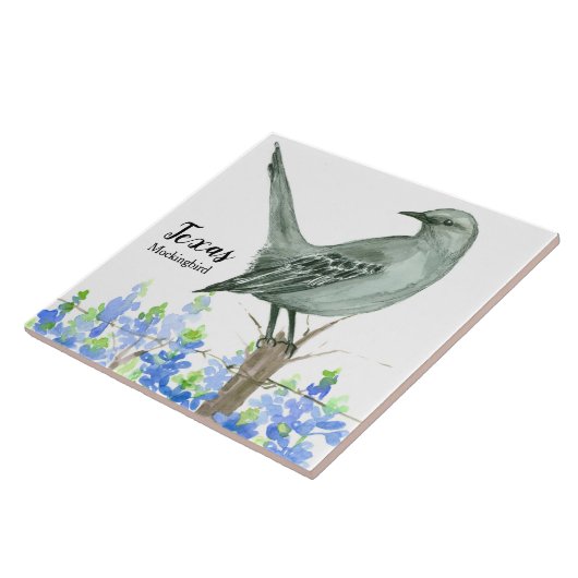 Texas State Bird Mockingbird Bluebonnet Tegeltje (Zijkant)