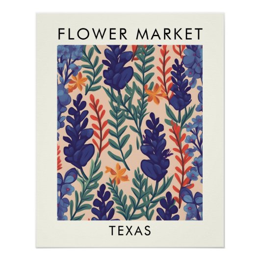 Texas State Bluebonnet Bloemmarkt Perfect Poster (Voorkant)