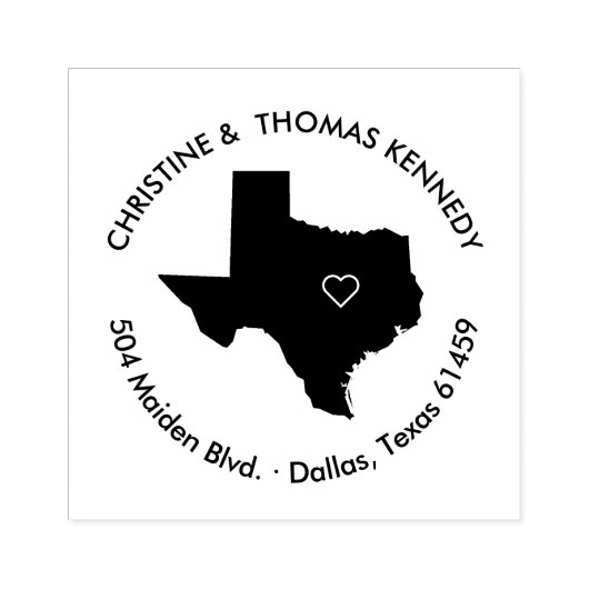 Texas State Bruiloft retour adres stempel (Afrduk)