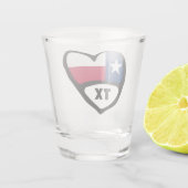 Texas State Flag in Heart, TX Shot Glass Glas (Achterkant)